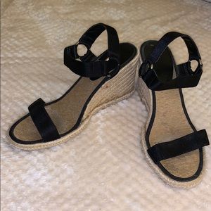 Ralph Lauren Black Strap Wedges